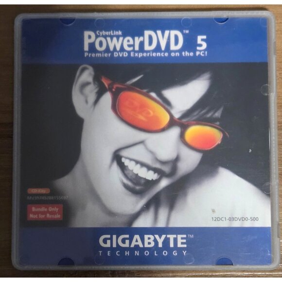 Cyberlink Power DVD 5 w/Key In Original Hard Case with Blue Label Vintage PC - Picture 1 of 3